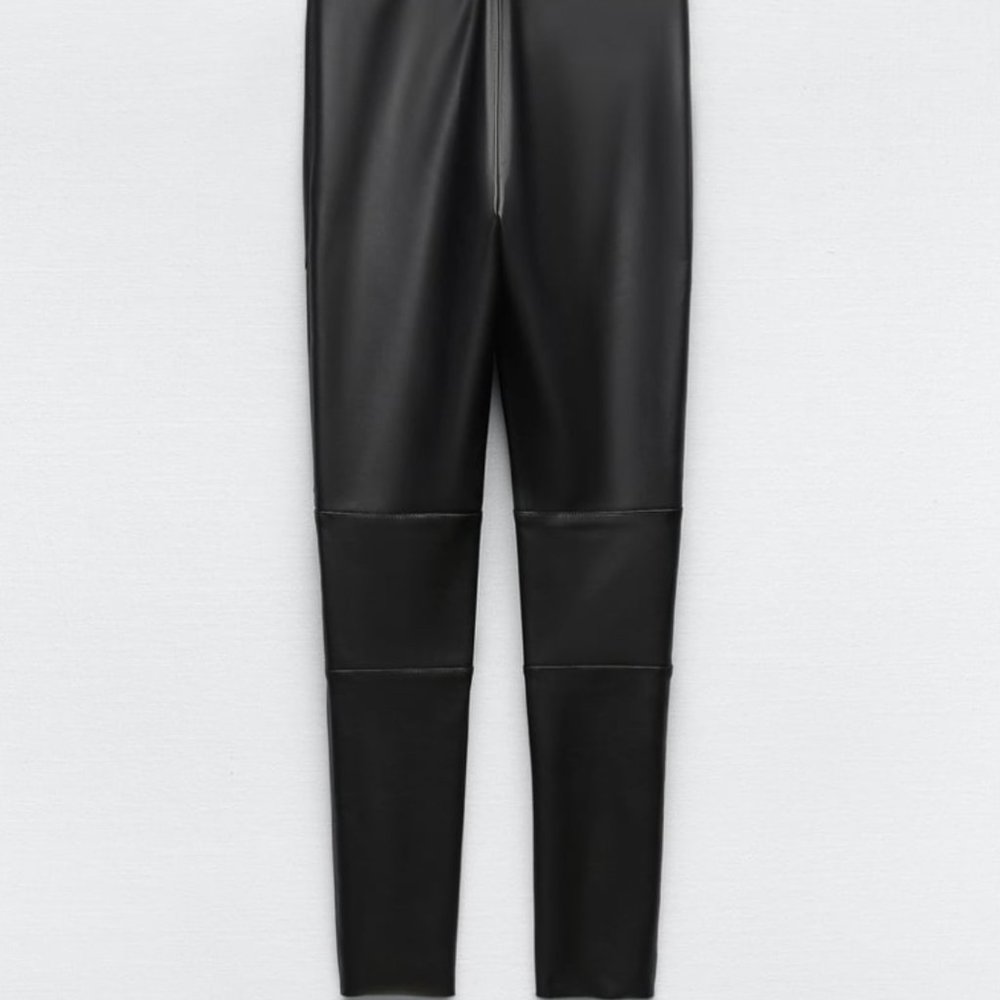 ZARA Women's Faux Leather Skinny Leggings(Black, US L/EUR L) - Picture 8 of 13